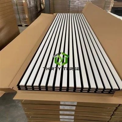Perete acustic din lemn panouri MDF din lemn Slat akupanel